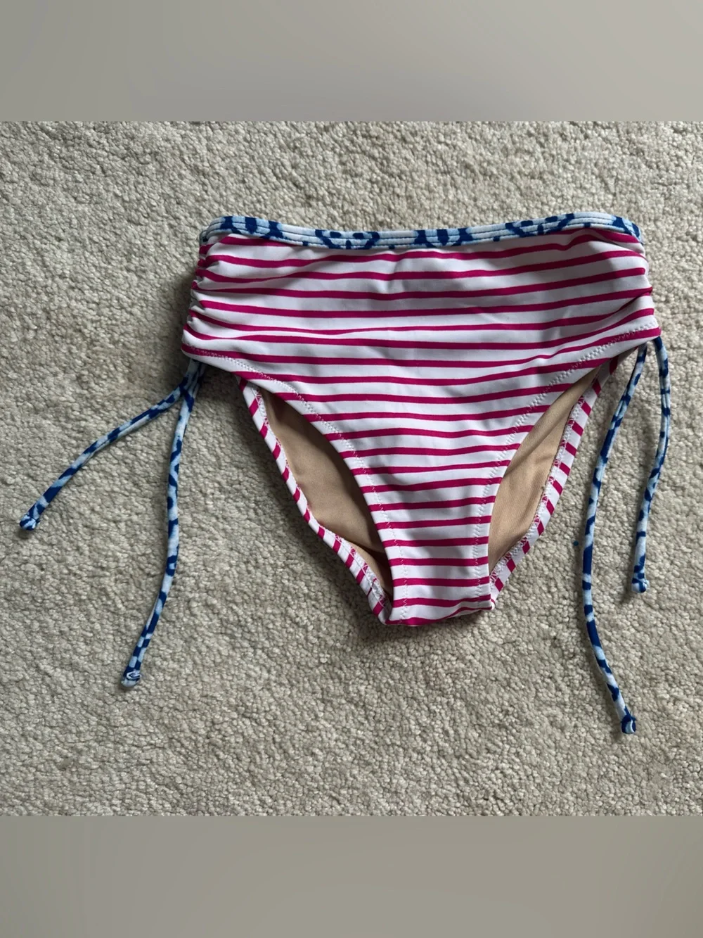 Cabana Life Pink & White Stripe Hooded Coverup with Blue Pattern Tankini